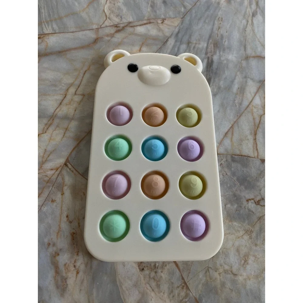 Cream Bear Pop Fidget‎ Toy Pastel Numbered Keypad Sensory Stress Relief Toy